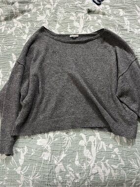 American Eagle Outfitters Charcoal Off-the-Shoulder Cropped Sweater
